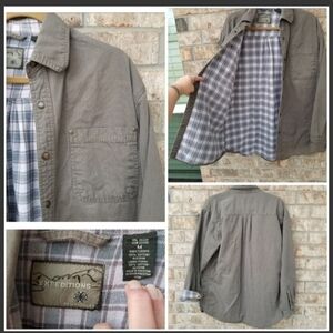 Wrangler Snap Up OLIVE Lined Denim Shirt (Men M) Long Sleeve WorkShop Workwear